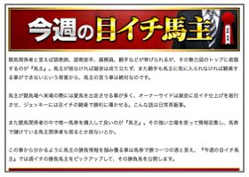 競馬セブン無料情報＿今週の目イチ馬主